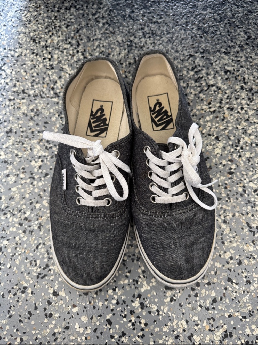 Vans Low-Top Canvas Sneakers in Charcoal and White